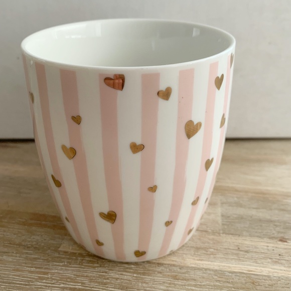 Add on item $5 Coco + Lola Pink White Stripe Gold Heart Mug Valentines Day - Picture 3 of 8